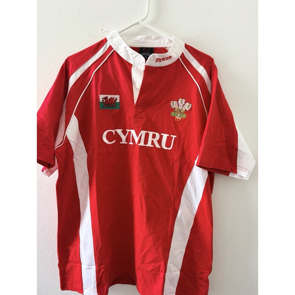 Manav Premier Clothing Wales Rugby Jersey Shirt Red White CYMRU Men's XL